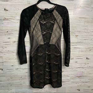 Topshop black cream lace long sleeve mesh size 6